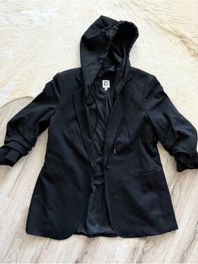 EUC Anne Klein Black Hooded Blazer Jacket